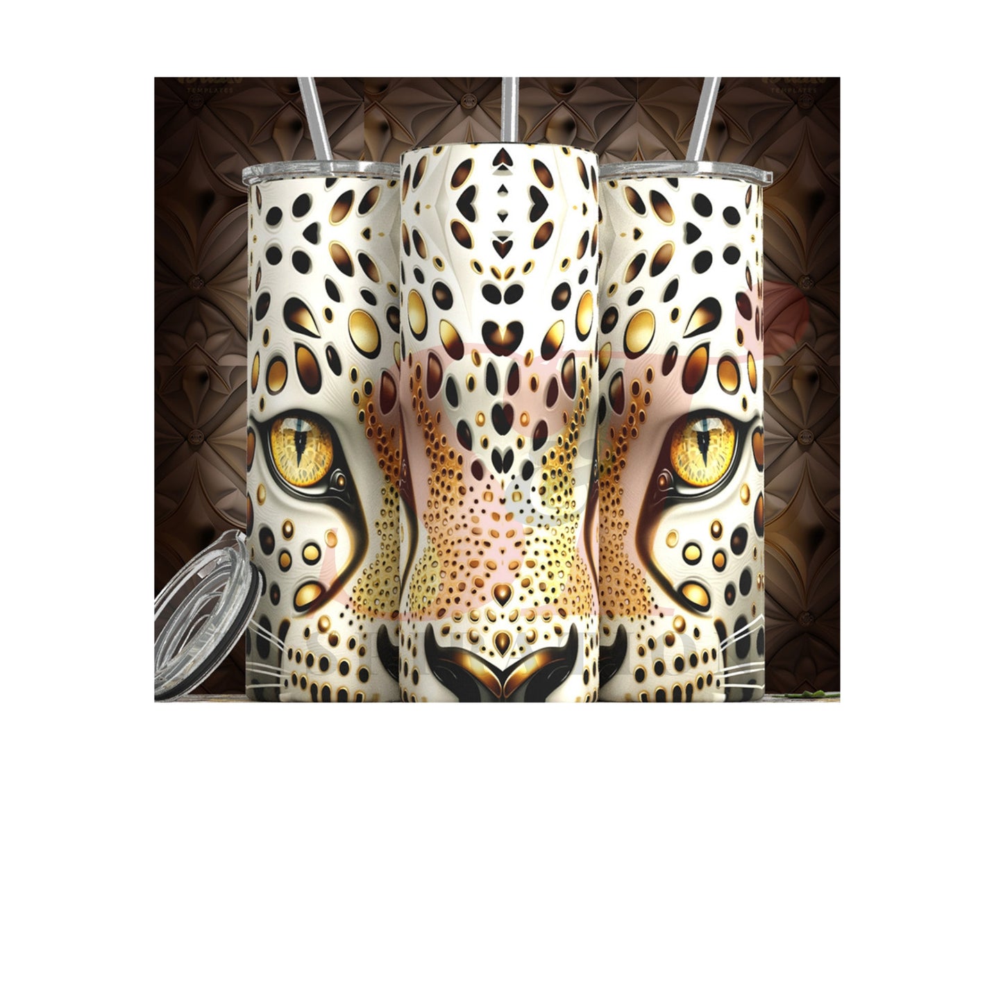 Leopard Tumbler with lid and straw