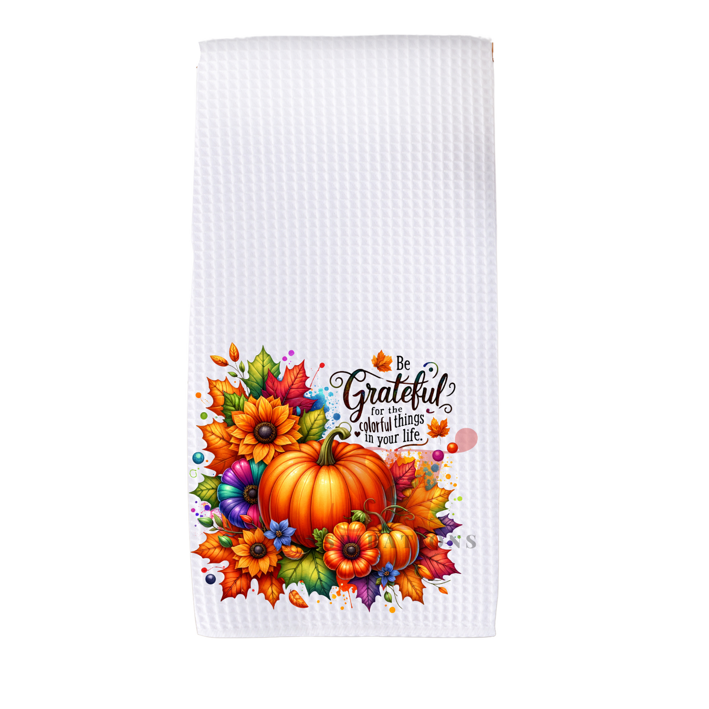 Be Grateful Kitchen Towel – Fall Décor | Pumpkin and Floral Design