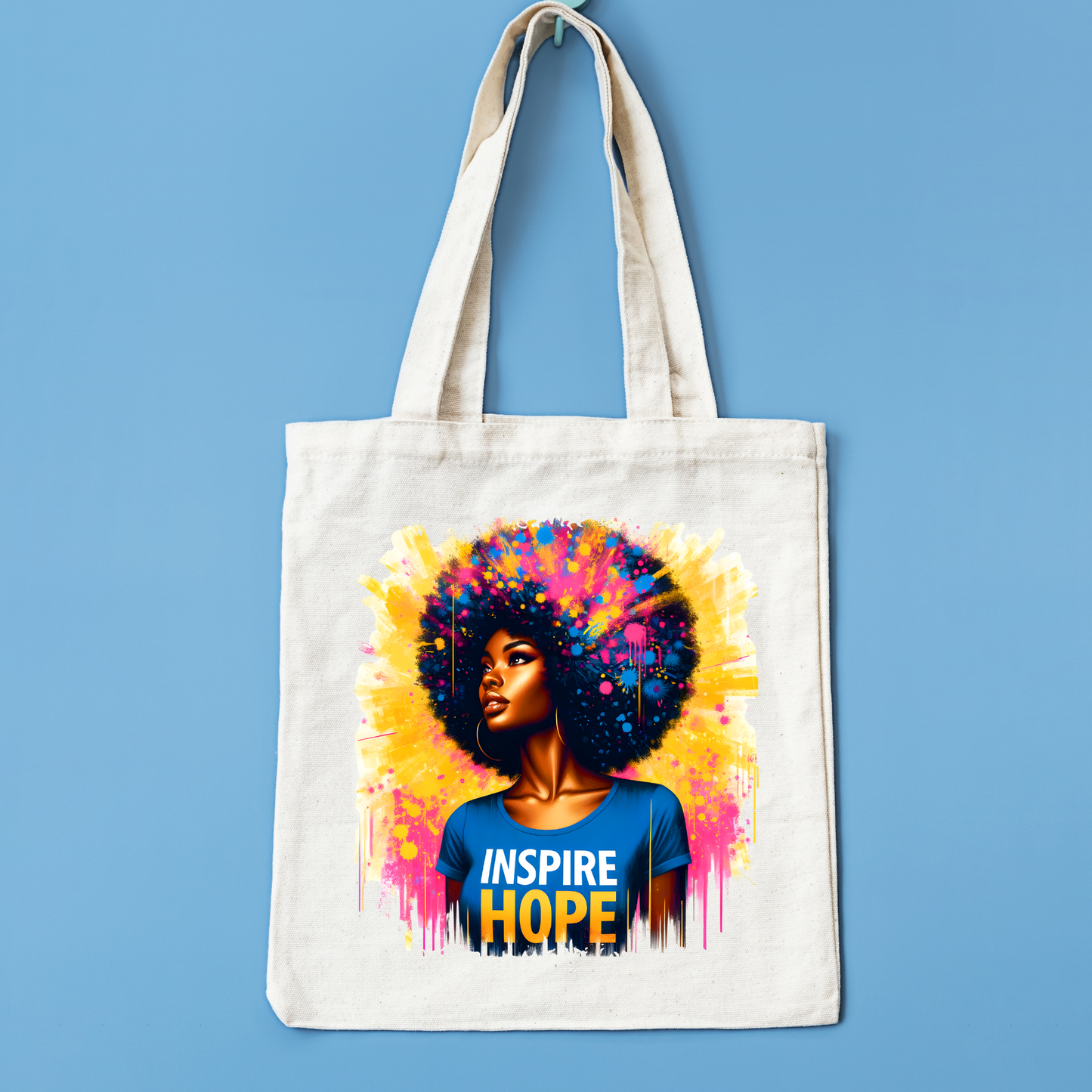 Afrocentric Tote Bag – Inspire Hope Canvas Bag | Black Girl Art, Motivational Tote, Gift for Women
