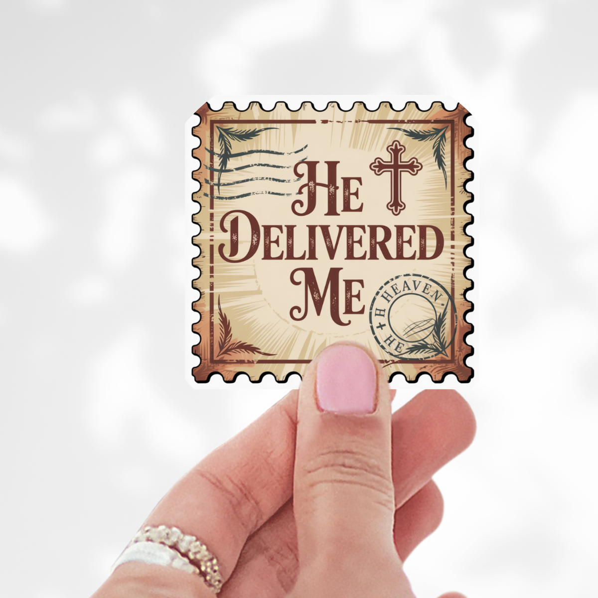 He Delivered Me Sticker | Vintage Christian Postage Stamp