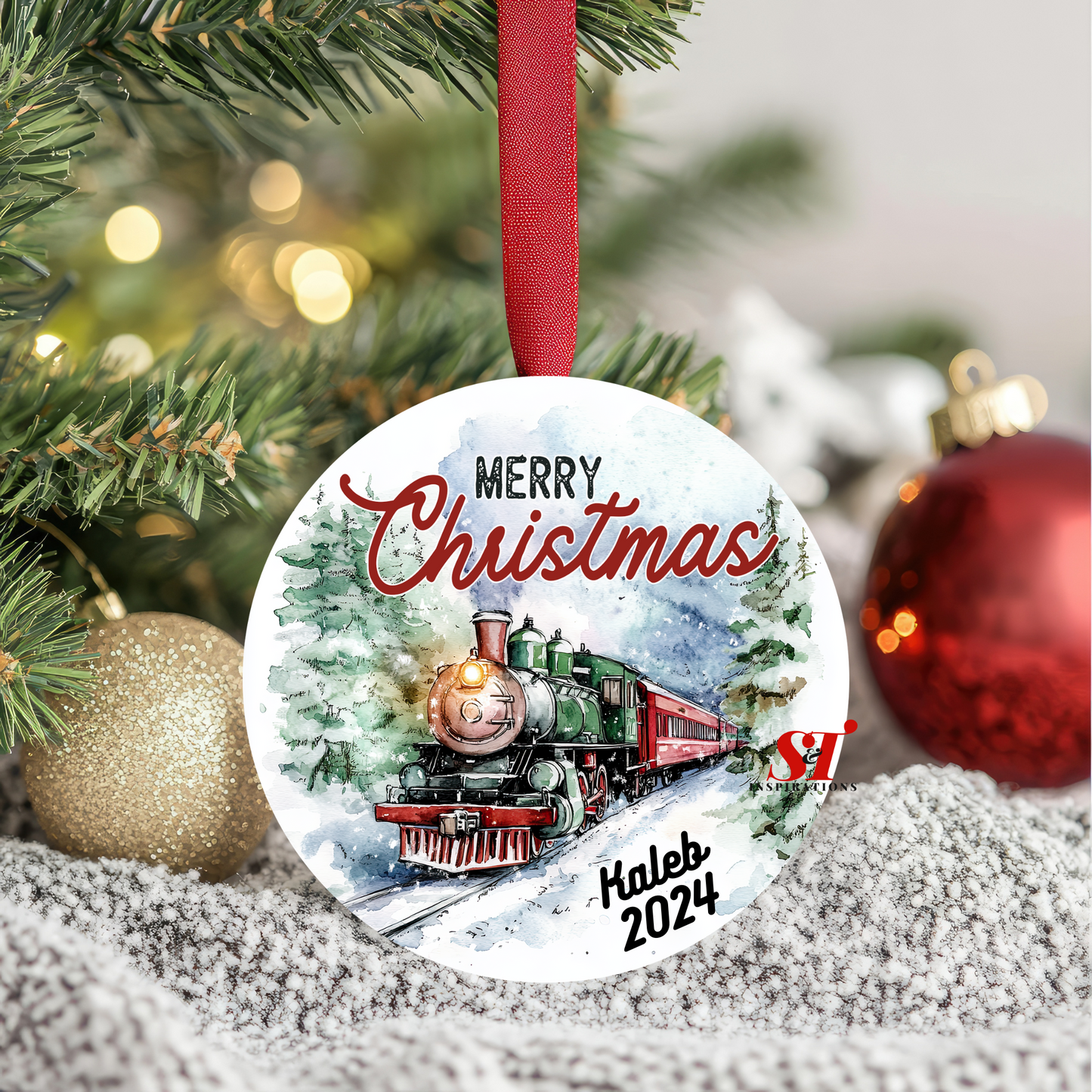 Train Ornament 2024 — Personalized 2.76" Sublimation Holiday Keepsake