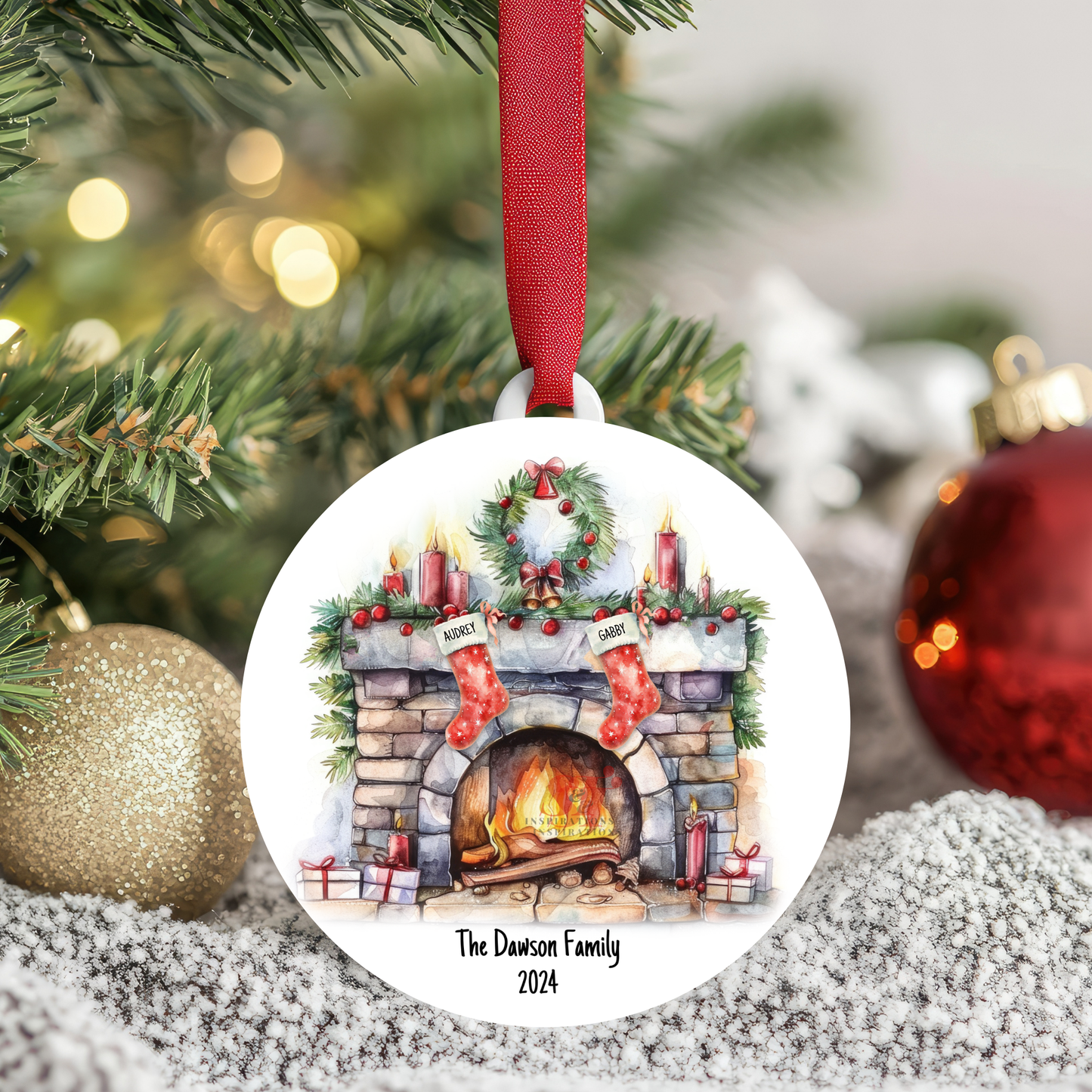 Custom Family Christmas Fireplace Ornament - Buy 2 Get 1 Free!