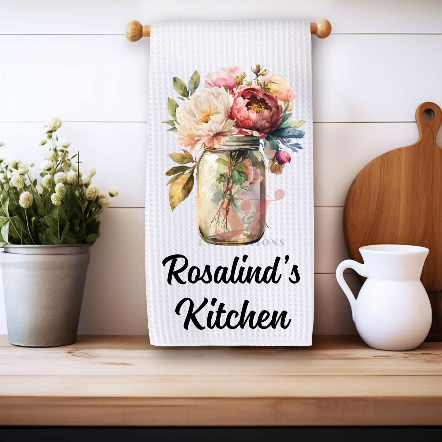 Personalized Floral Kitchen Towel