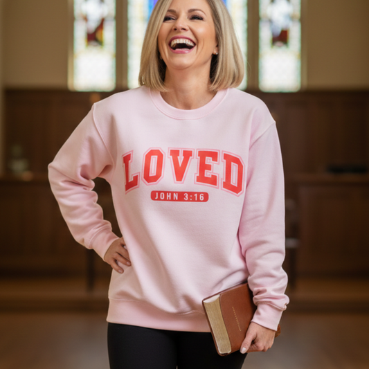 Loved Through It All Faith Sweatshirt John 3:16 Christian Crewneck