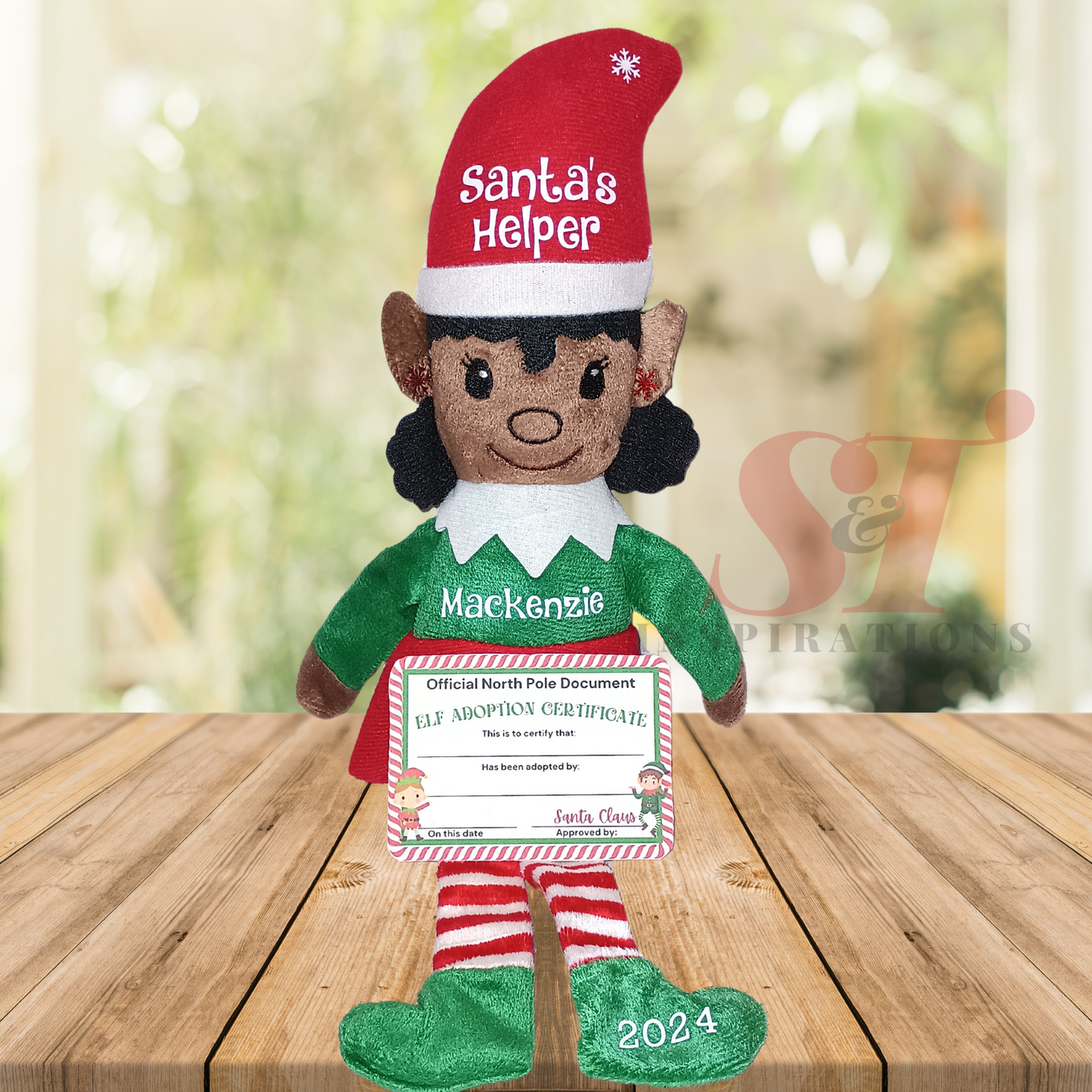 14.5" Plush Santa's Helper Elf Dolls with Adoption Certificate - Personalized