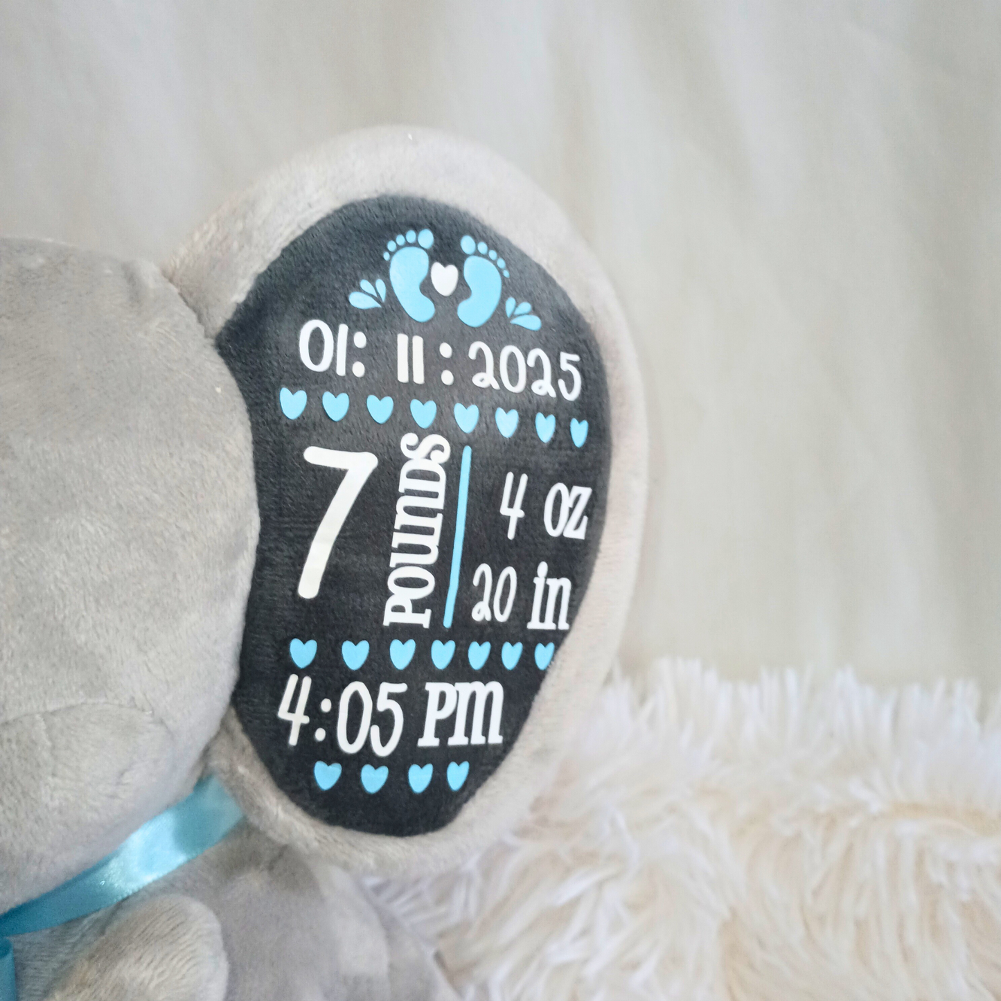 Personalized Birth Announcement Elephant Birth Announcement Baby Keepsake Stuffed Animal Gift