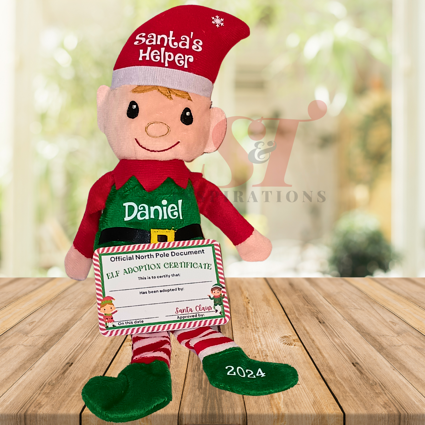 14.5" Plush Santa's Helper Elf Dolls with Adoption Certificate - Personalized