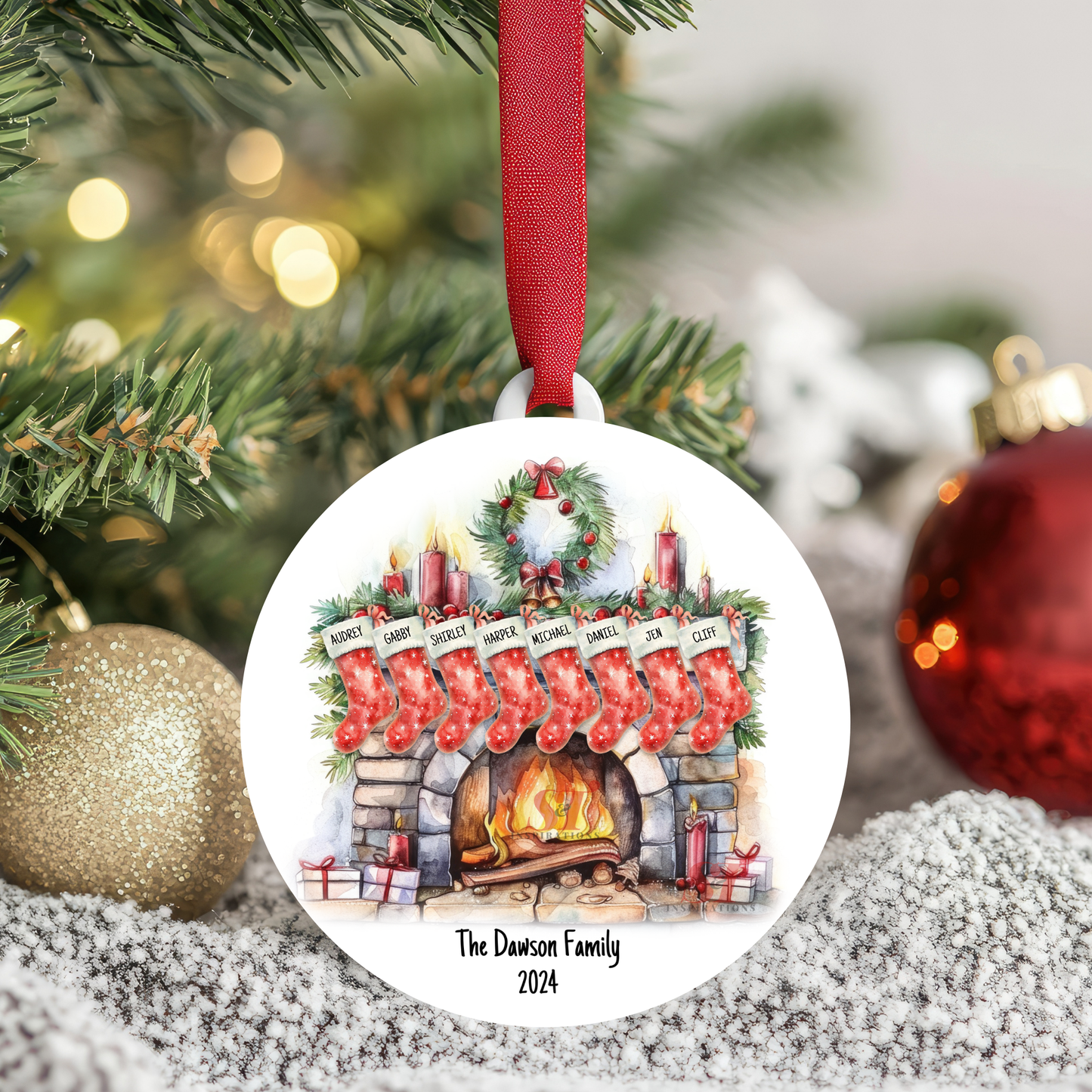 Custom Family Christmas Fireplace Ornament - Buy 2 Get 1 Free!