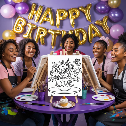 Unshakeable Her: Love Bouquet Canvas Paint Kit – Floral Vase Line Art, DIY Christian Painting, Inspiring Wall Décor