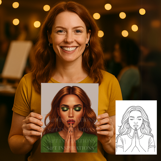 Unshakeable Her Praying Woman Canvas Paint Kit – Faith-Based DIY Christian Art, Inspirational Home Décor, Affirmation Painting Activity