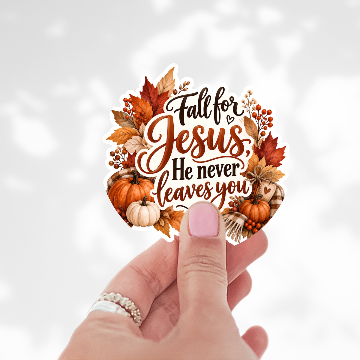 Fall for Jesus Sticker | Christian Fall Pumpkin & Autumn Leaves