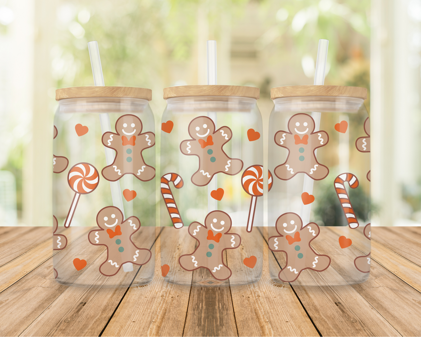 Festive Gingerbread Holiday Frosted Glass Can