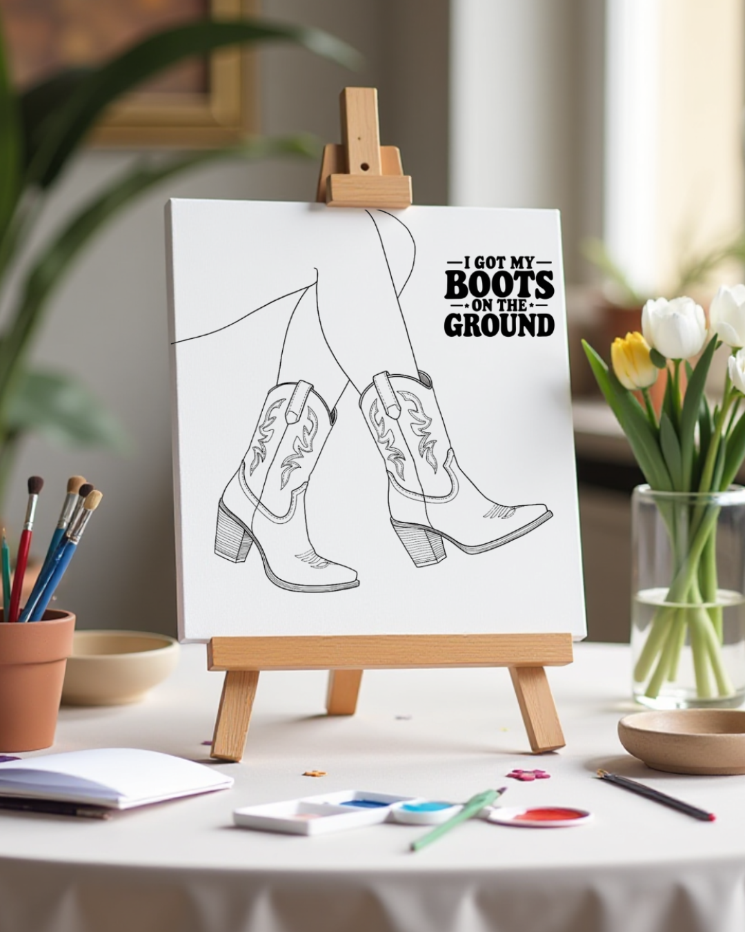 Boots on the Ground Canvas Paint Kit | Faith Art for Women | Christian DIY Painting | Inspirational Craft Kit