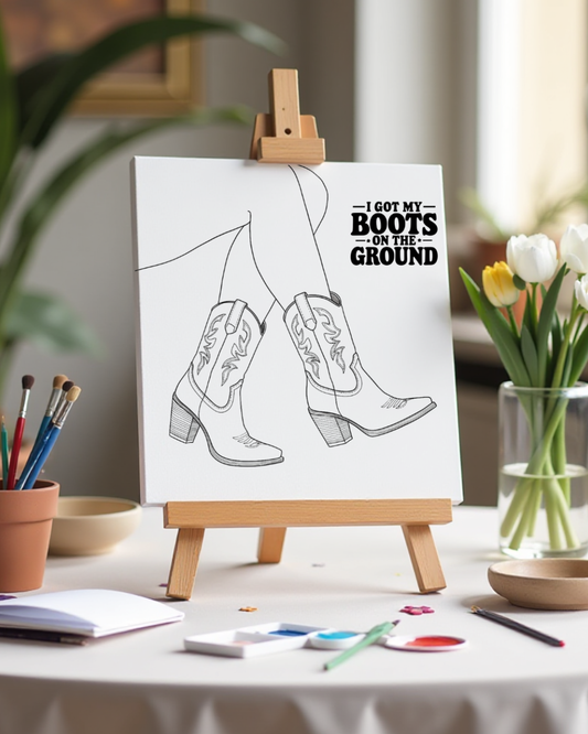 Boots on the Ground Canvas Paint Kit | Faith Art for Women | Christian DIY Painting | Inspirational Craft Kit