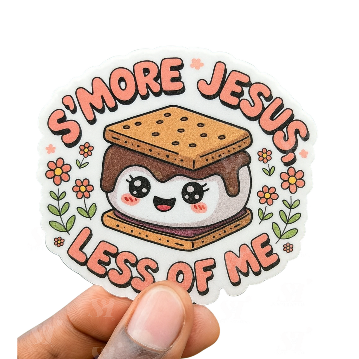 S'More Jesus Less of Me Sticker – Cute Christian Faith Sticker for Journals, Laptops & Gifts