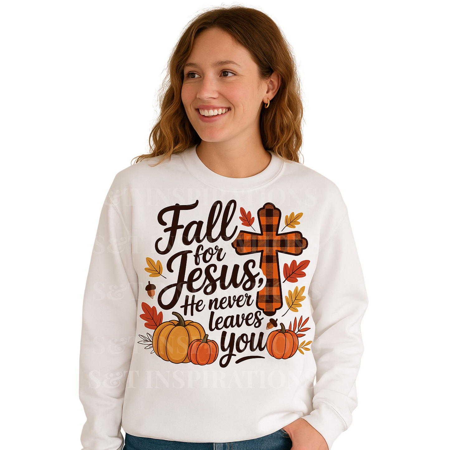 Fall for Jesus Cozy Christian Sweatshirt | Faith-Based Fall Apparel for Women | Autumn Scripture Pullover