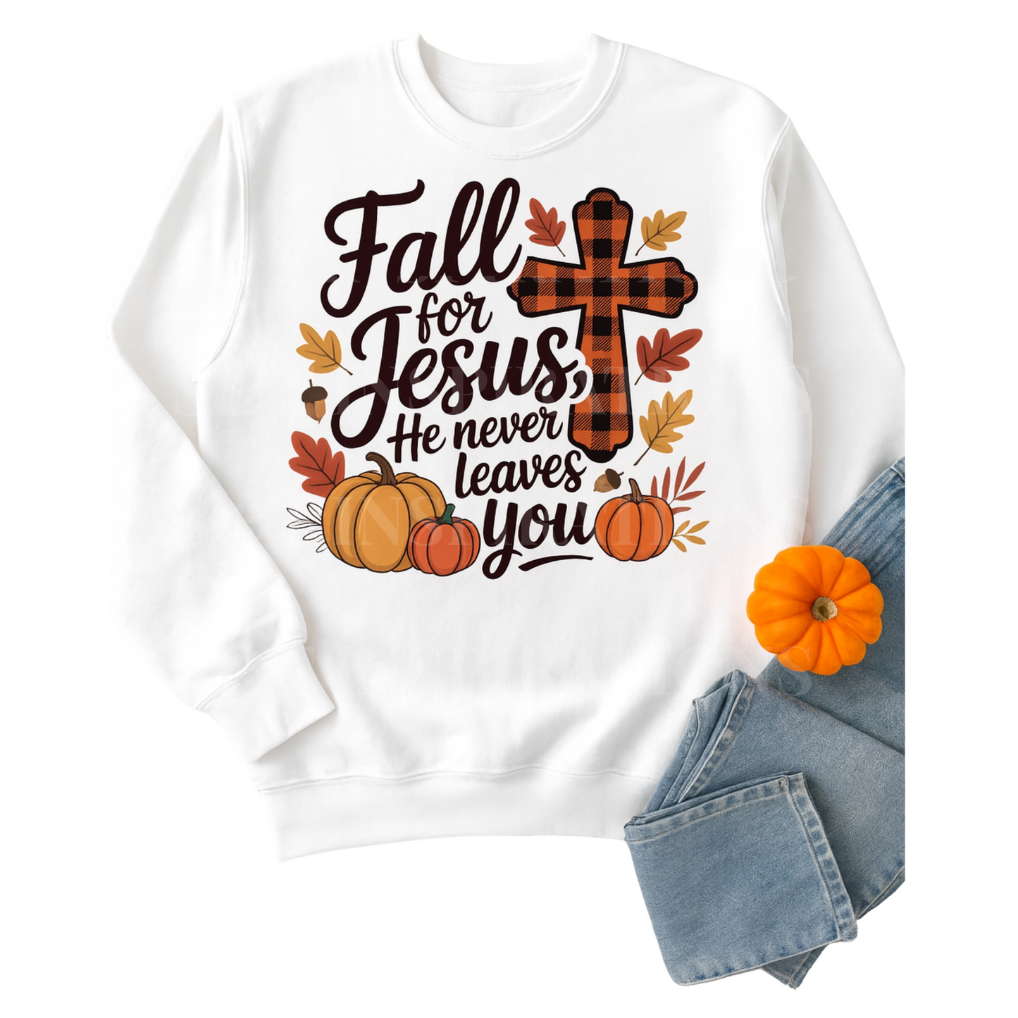 Fall for Jesus Cozy Christian Sweatshirt | Faith-Based Fall Apparel for Women | Autumn Scripture Pullover