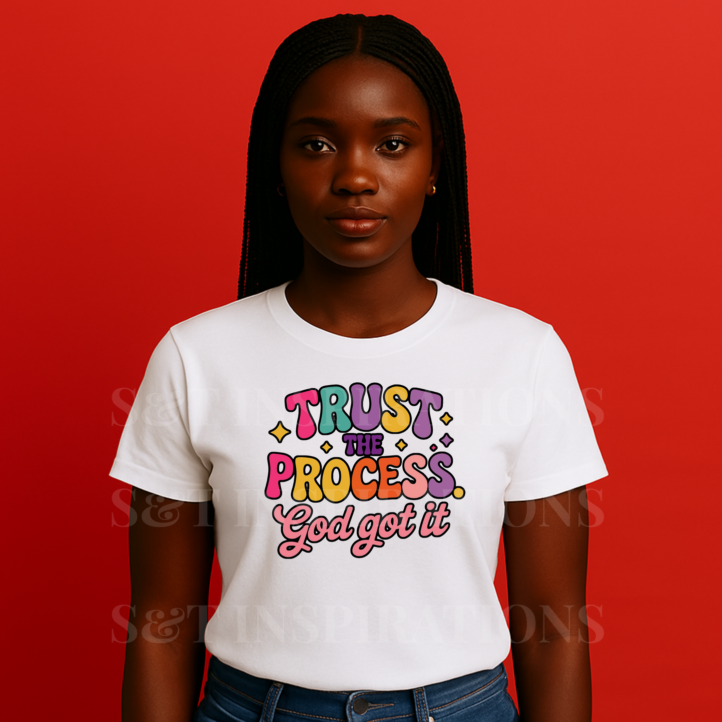 Trust the Process God Got It T-Shirt – Colorful Faith Shirt for Women – Christian Affirmation Tee – Inspirational Bible Verse Top