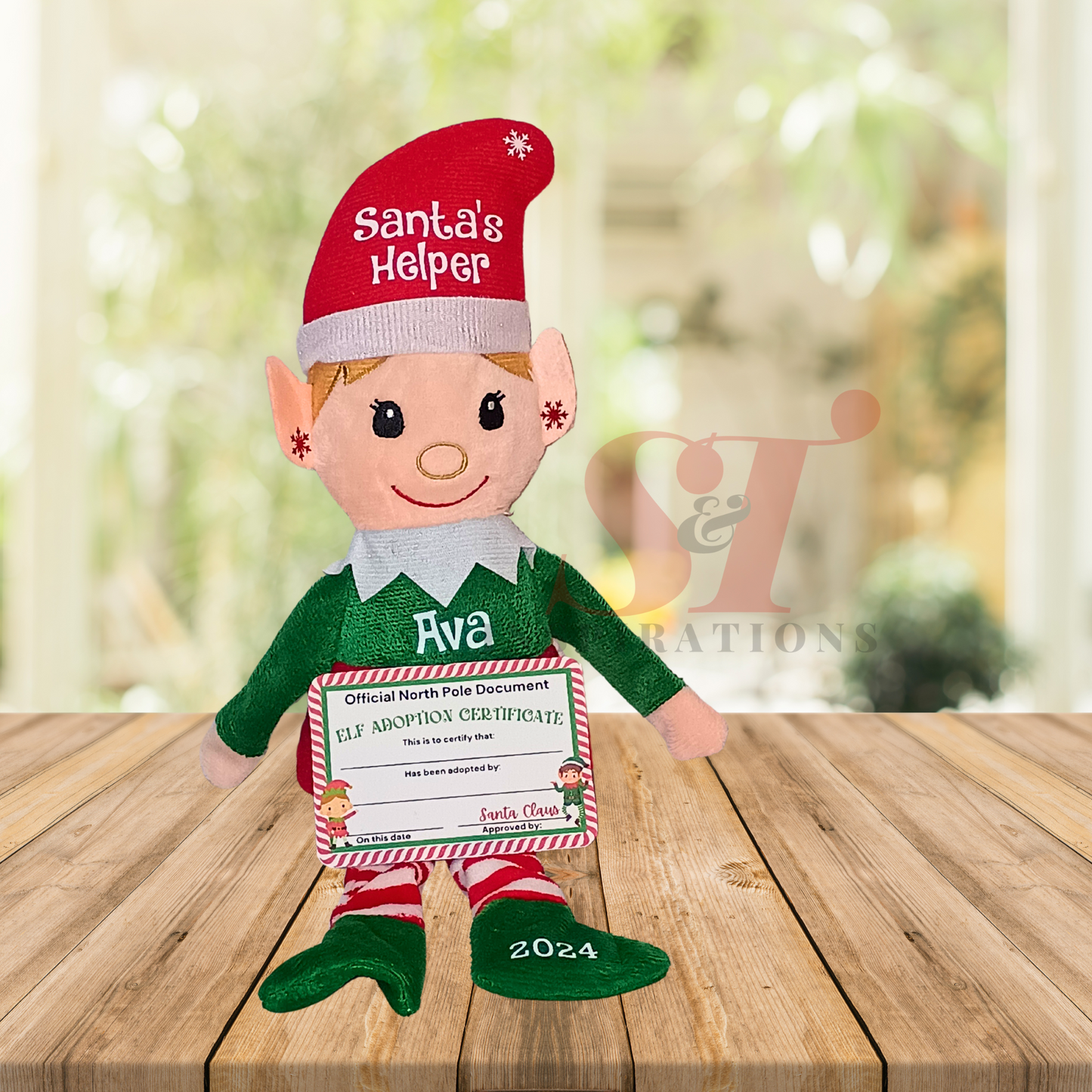 14.5" Plush Santa's Helper Elf Dolls with Adoption Certificate - Personalized