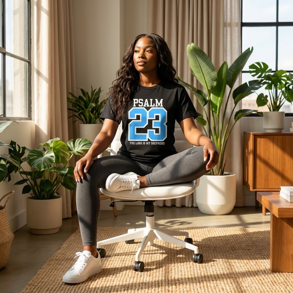 Psalm 23 Christian T-Shirt Faith Reminder Tee, The Lord Is My Shepherd Scripture Shirt for Women