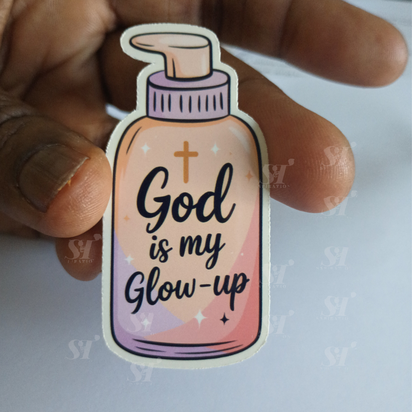 God is my Glow-up sticker - Cute Faith Based Beauty Sticker, Christian Affirmation