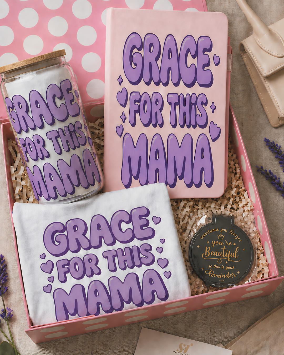 Grace for This Mama Gift Box Christian Mothers Day Gift for Mom Faith Based Self Care Bundle Journal Tumbler
