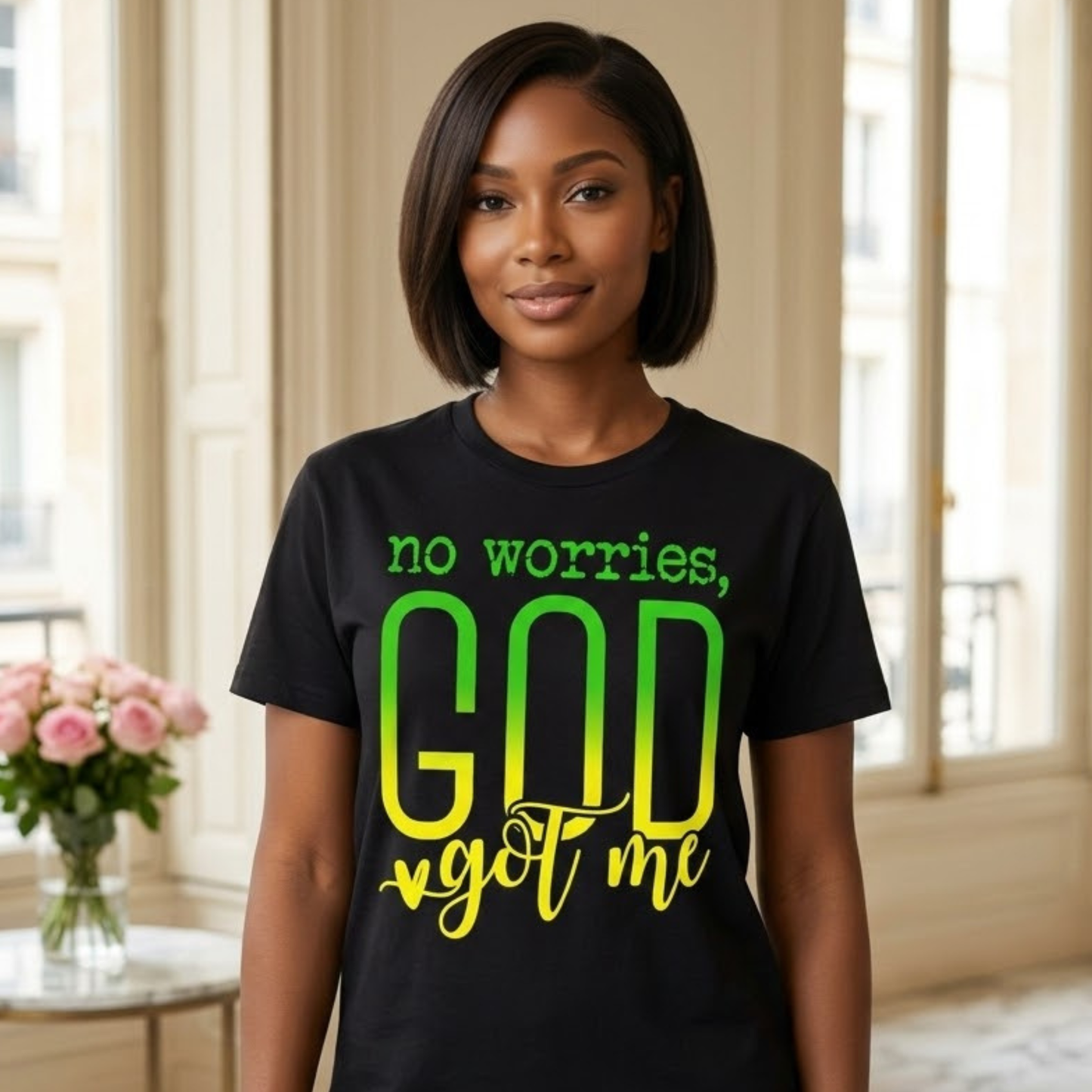 "No Worries, God Got Me" Gradient T-Shirt