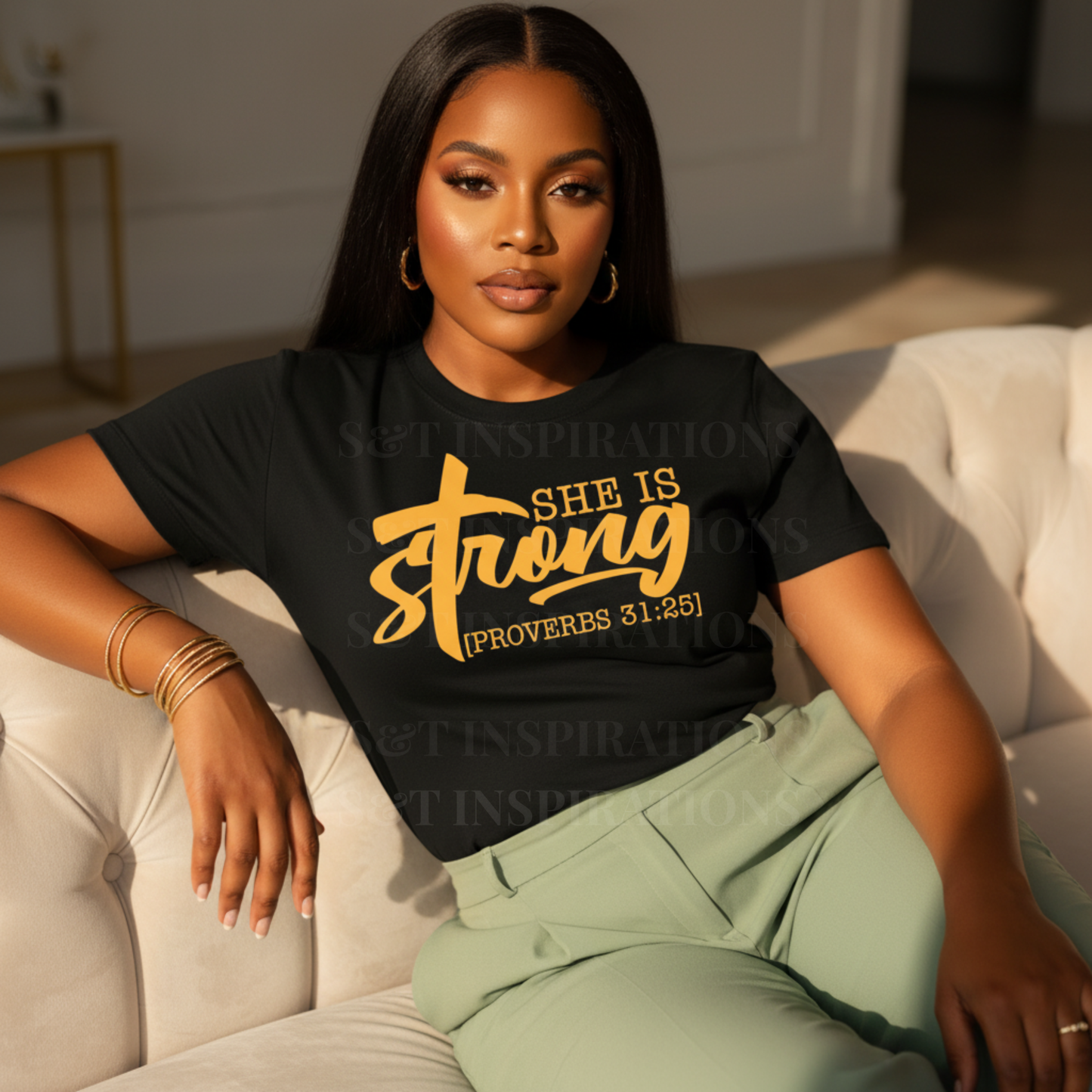 She Is Strong T-Shirt – Proverbs 31:25 Christian Apparel for Women | Faith & Inspiration Tee