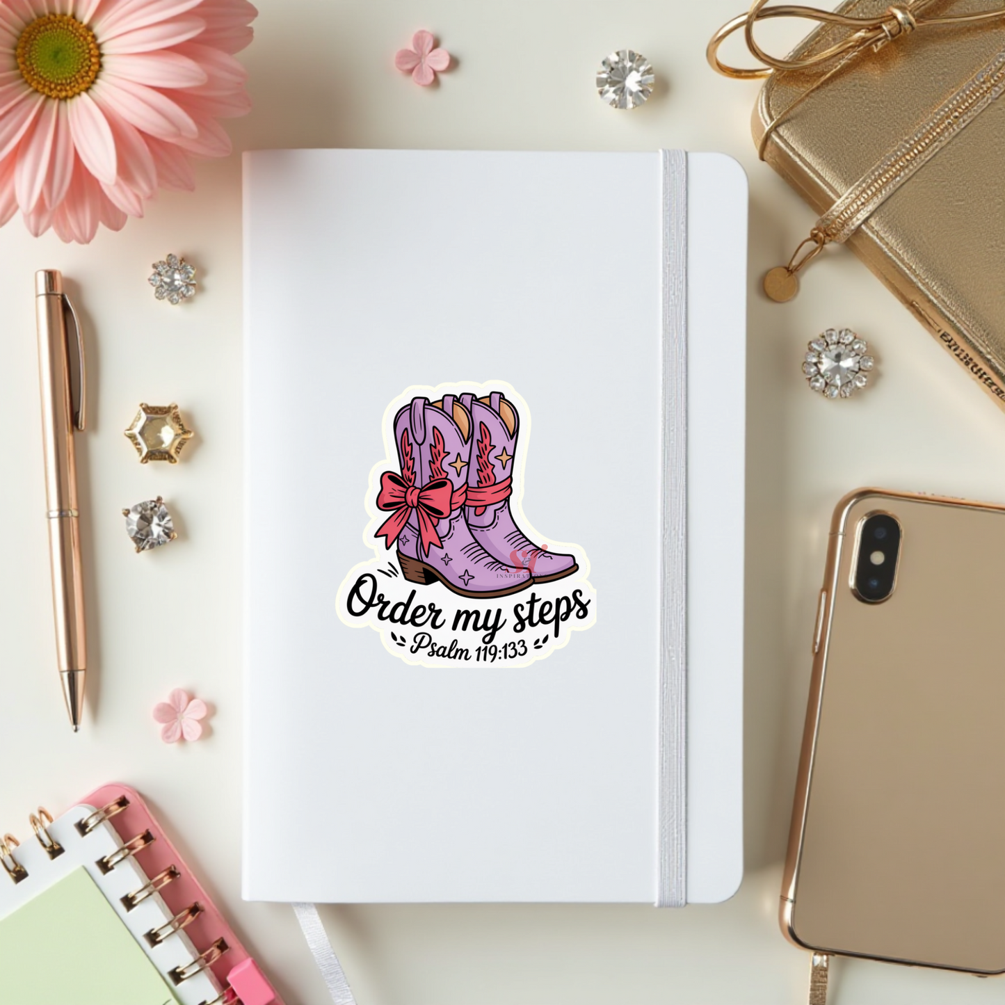 Order My Steps Sticker | Psalm 119:133 Boots Sticker | Christian Cowgirl Vinyl | Faith Western Sticker | Scripture Sticker